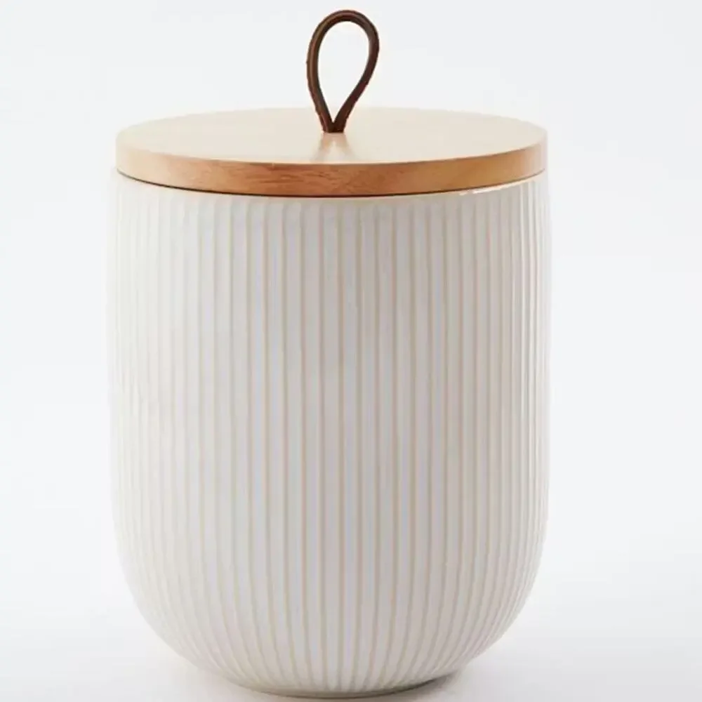 West Elm Textured Kitchen Canister Large Lidded Jar Pantry Storage Table Decor